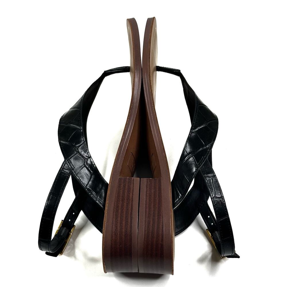 Franco Sarto Iris Womens Black Croco Leather Slingback Thong Sandals Size 9M New - Picture 6 of 10
